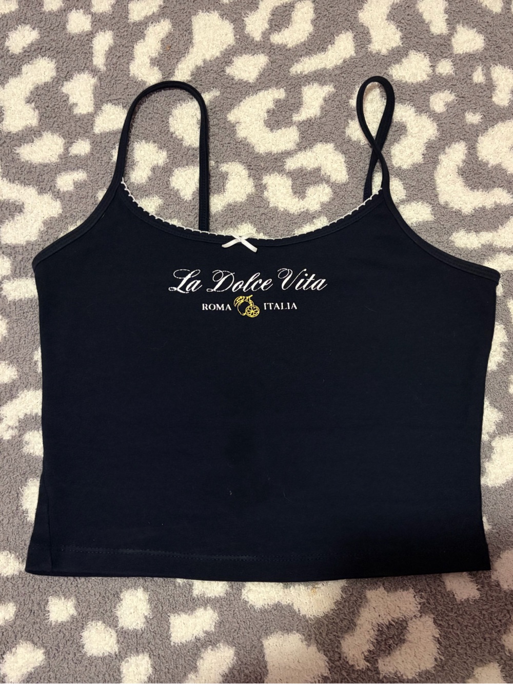 Garage Black La Dolce Vita Logo Cropped Camisole